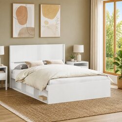 Versatile White Headboard with Vertical Slats for Any Bedroom