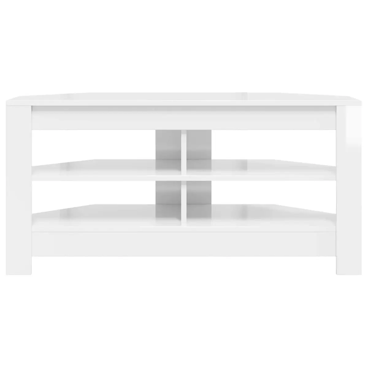 Corner TV Cabinet Engineered Wood Compact High Gloss White
