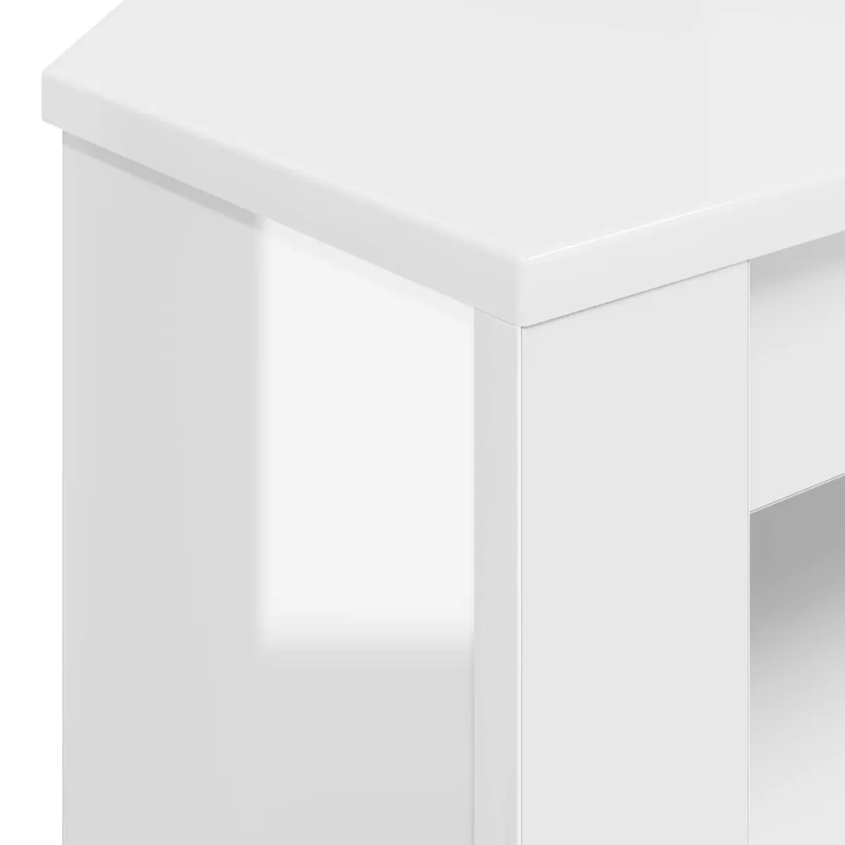 Corner TV Cabinet Engineered Wood Compact High Gloss White
