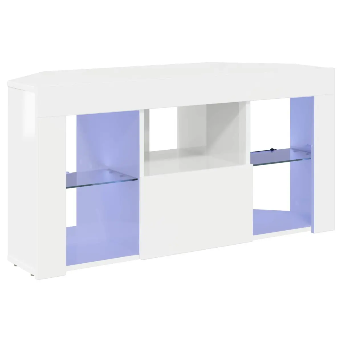 High Gloss White TV Cabinet for Corner Spaces