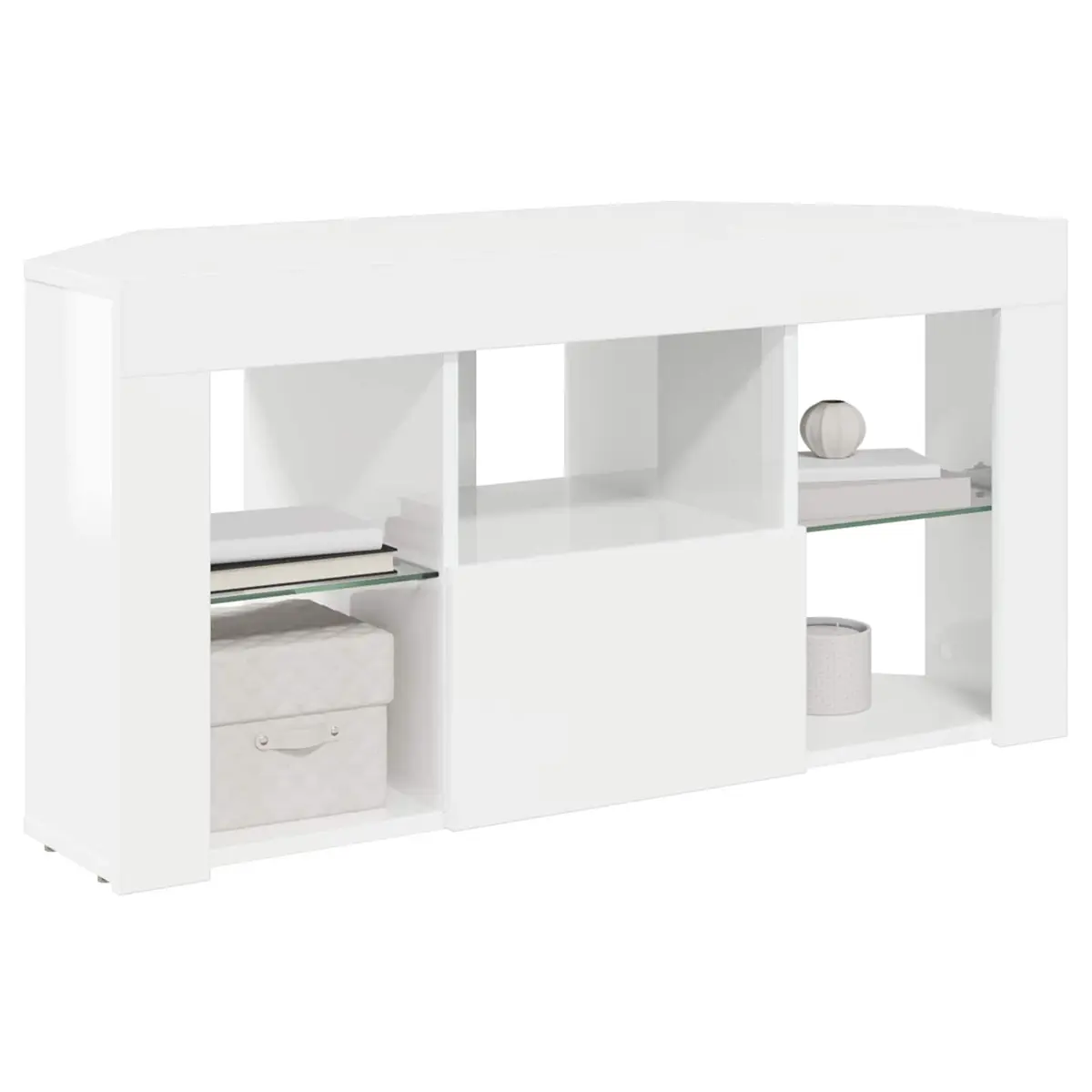 High Gloss White TV Cabinet for Corner Spaces