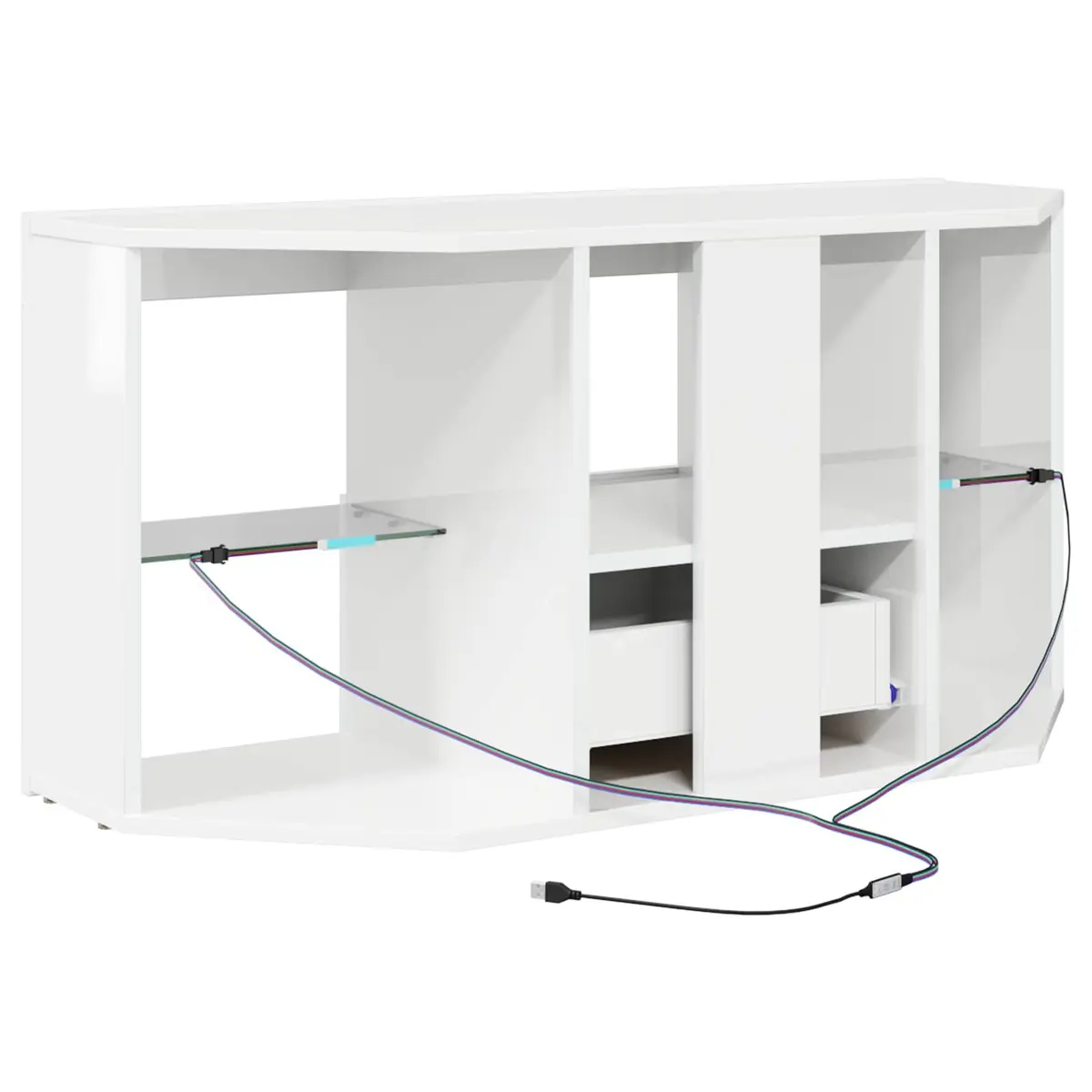 High Gloss White TV Cabinet for Corner Spaces