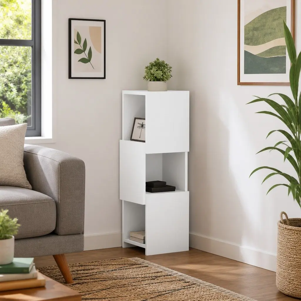 Corner Storage Cabinet Engineered Wood 25.5x25x80cm Matte Modern