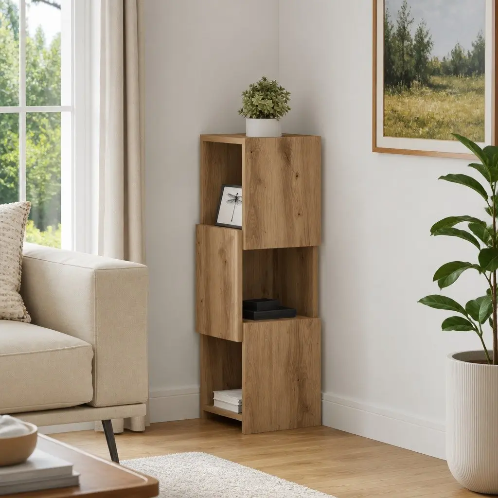 Corner Cabinet Engineered Wood 25.5x25x80cm Brown Modern Living Room Furniture