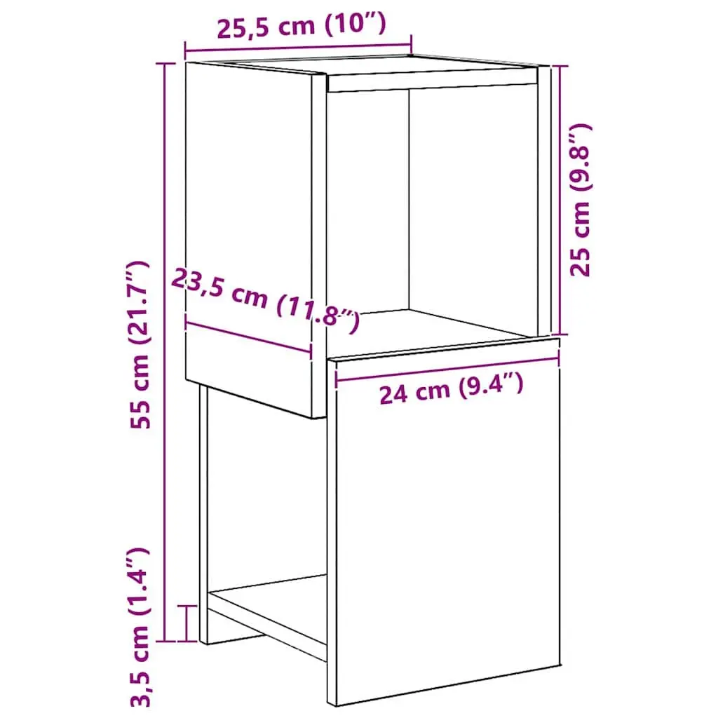 Corner Storage Cabinet 25.5x25x55cm Modern Living Room Shelving Unit