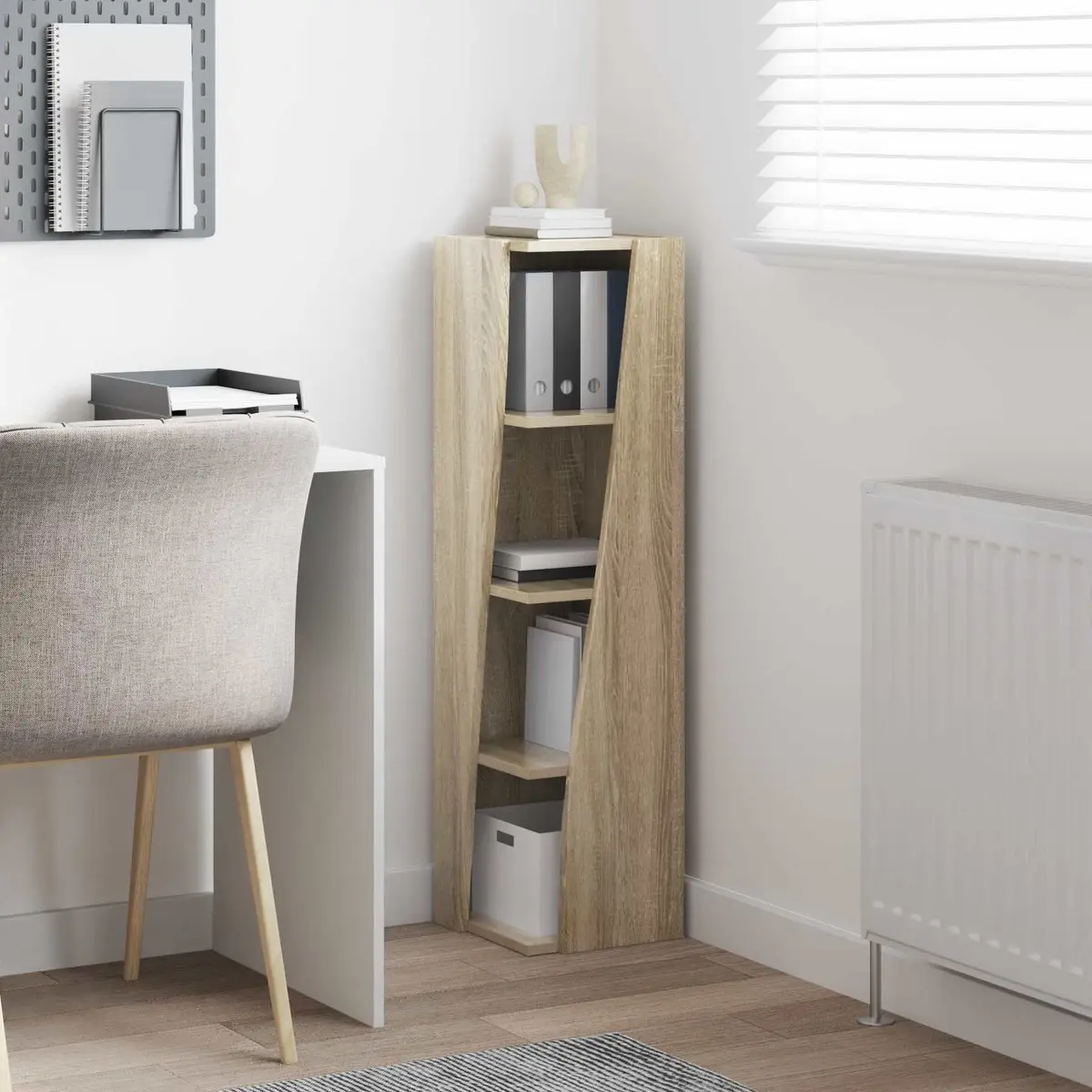 Corner Storage Cabinet Engineered Wood Brown Space-Saving Living Room Furniture