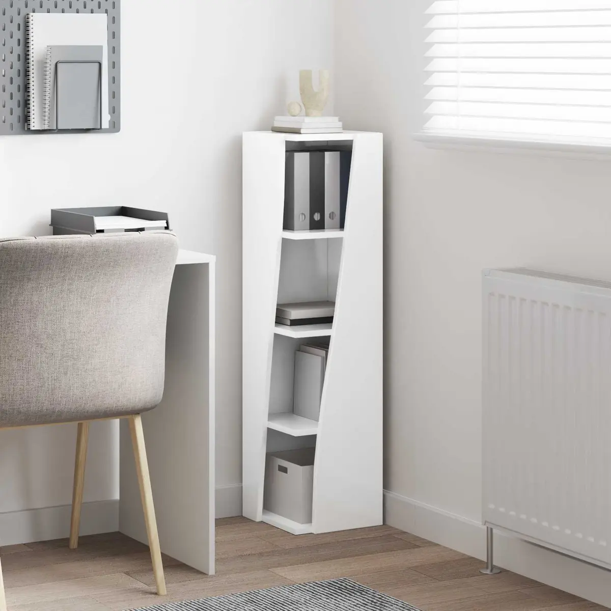 Corner Storage Cabinet Engineered Wood 27.5W x 27D x 102H cm High Gloss White