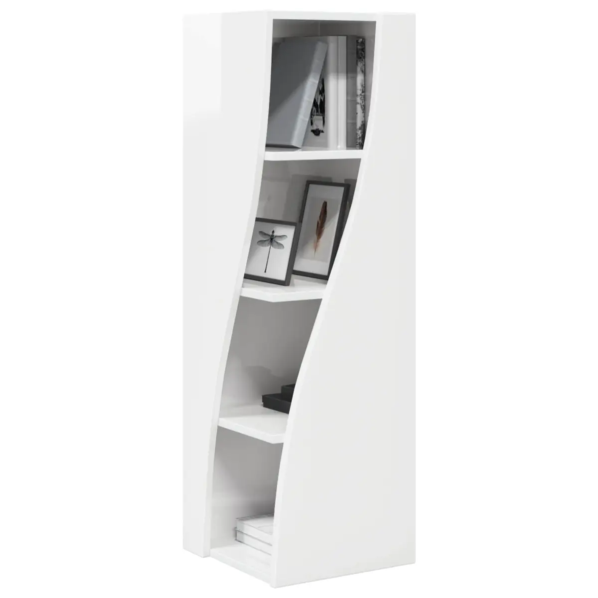 Corner Storage Cabinet High Gloss White Modern Living Room Cupboard 32x32x102cm