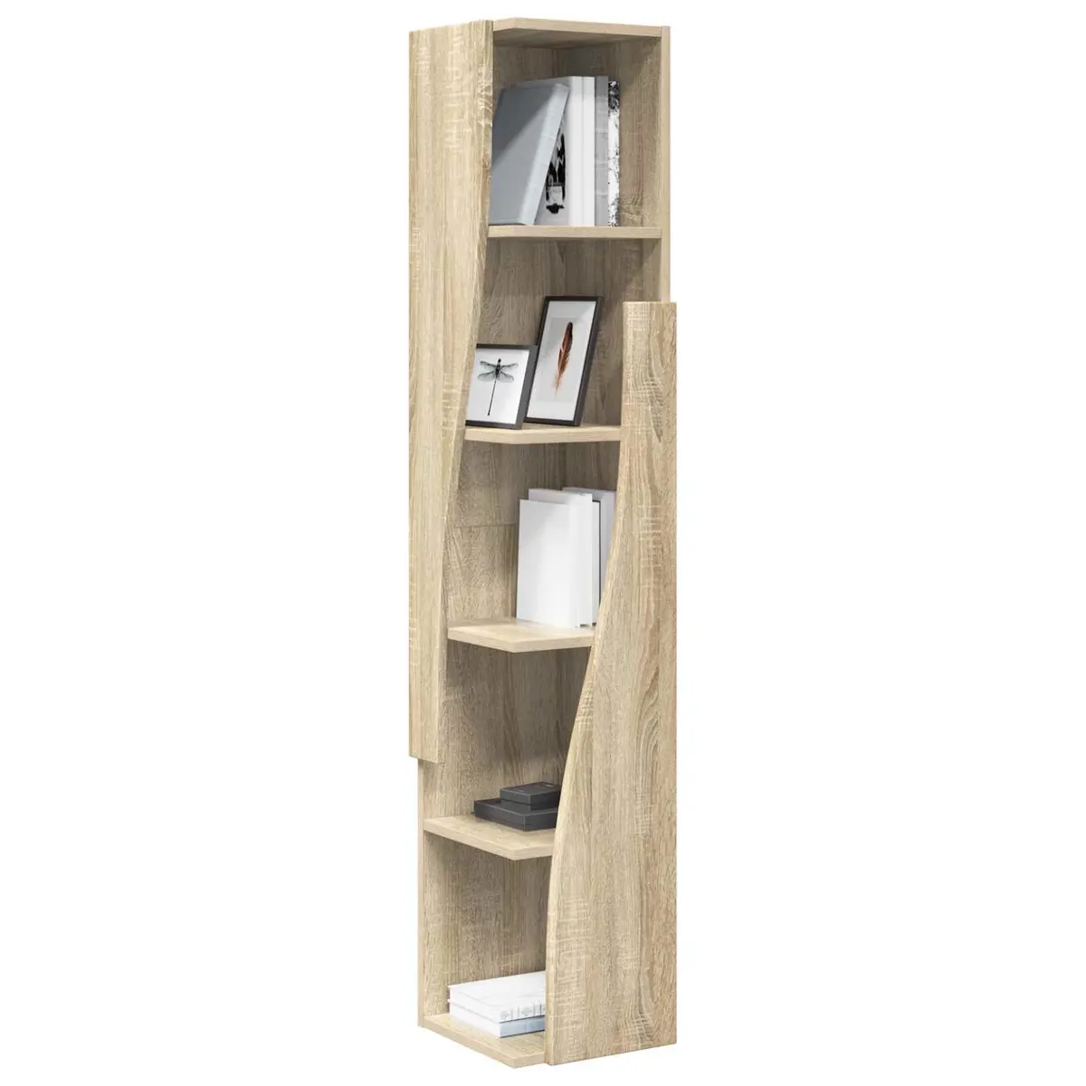 Corner Storage Cabinet Brown Engineered Wood Modern Living Room Organizer