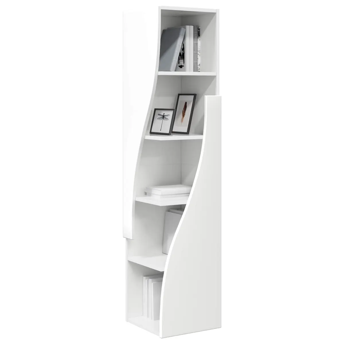 Corner Storage Cabinet 32x32x140cm Modern Living Room Shelving Unit
