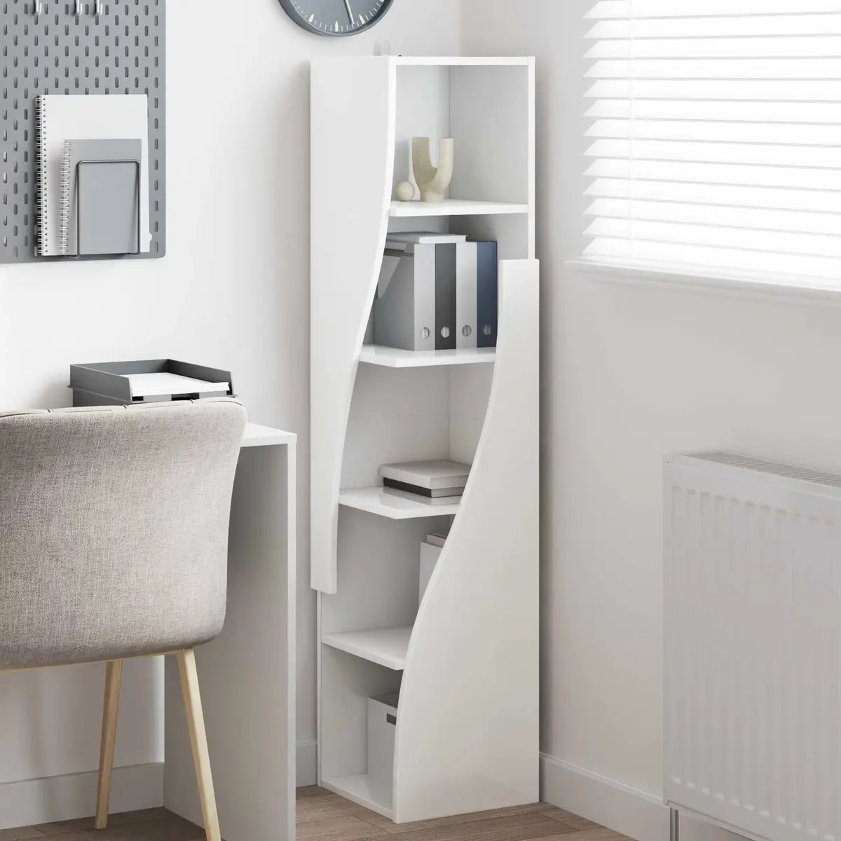 Corner Storage Cabinet 32x32x140cm Modern Living Room Shelving Unit