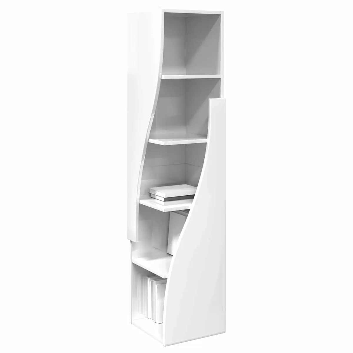 Corner Storage Cabinet High Gloss White Modern Living Room Shelf Unit