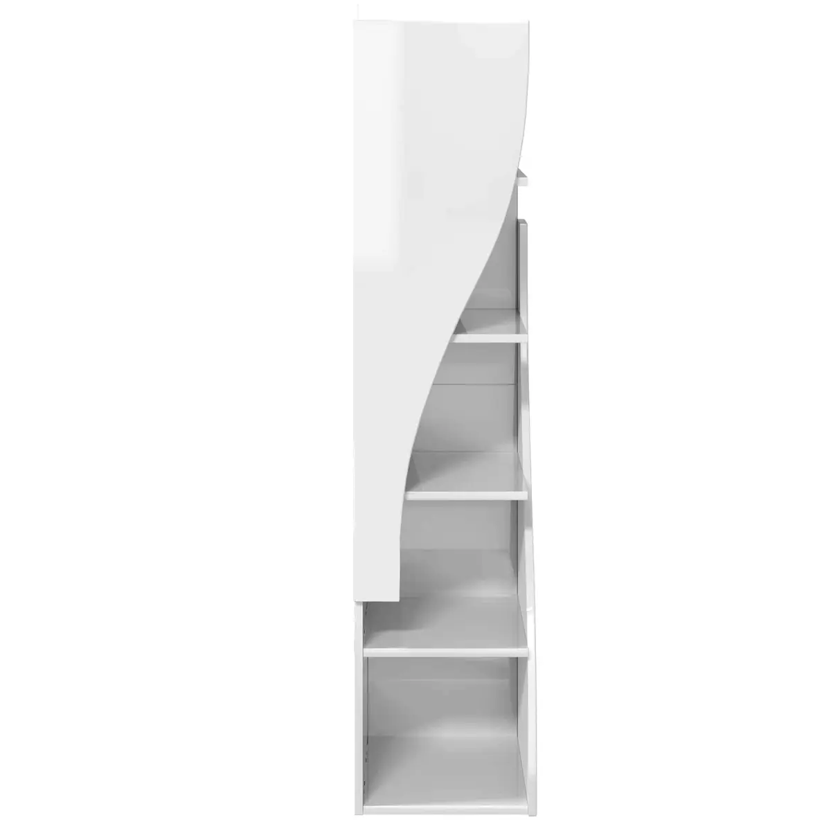 Corner Storage Cabinet High Gloss White Modern Living Room Shelf Unit