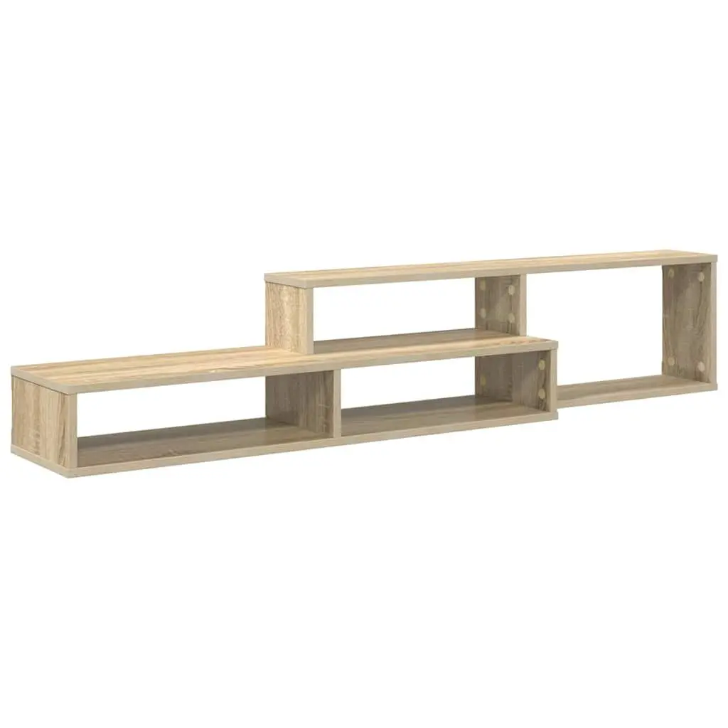 Wall Mounted TV Stand Grey 150x25x28.5cm Modern Storage Shelves Living Room