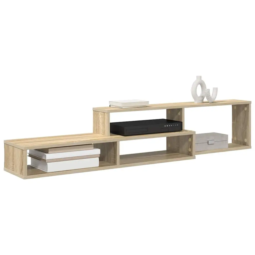 Wall Mounted TV Stand Grey 150x25x28.5cm Modern Storage Shelves Living Room