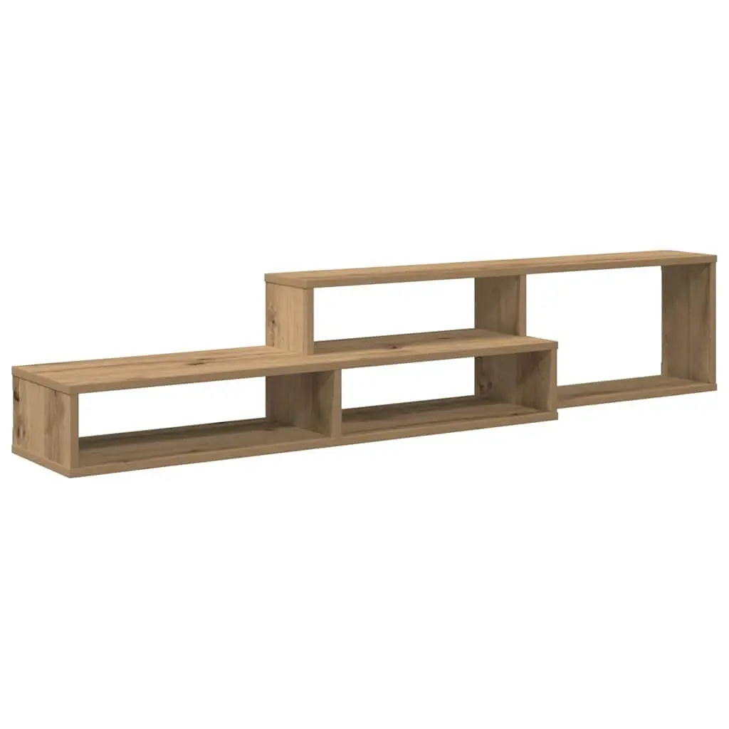 Wall Mounted TV Stand Engineered Wood 150x25x28.5cm Brown Storage Unit with Shelves for Media and Decorative Items