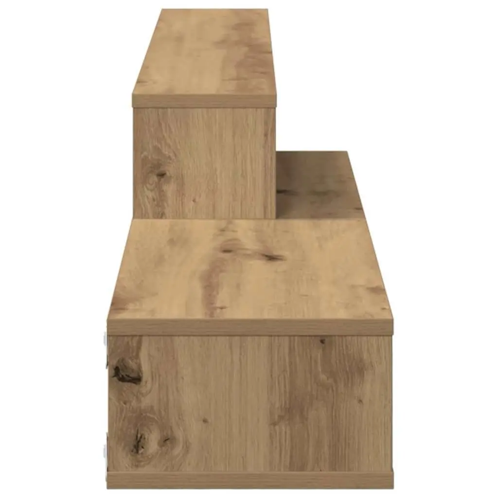 Wall Mounted TV Stand Engineered Wood 150x25x28.5cm Brown Storage Unit with Shelves for Media and Decorative Items