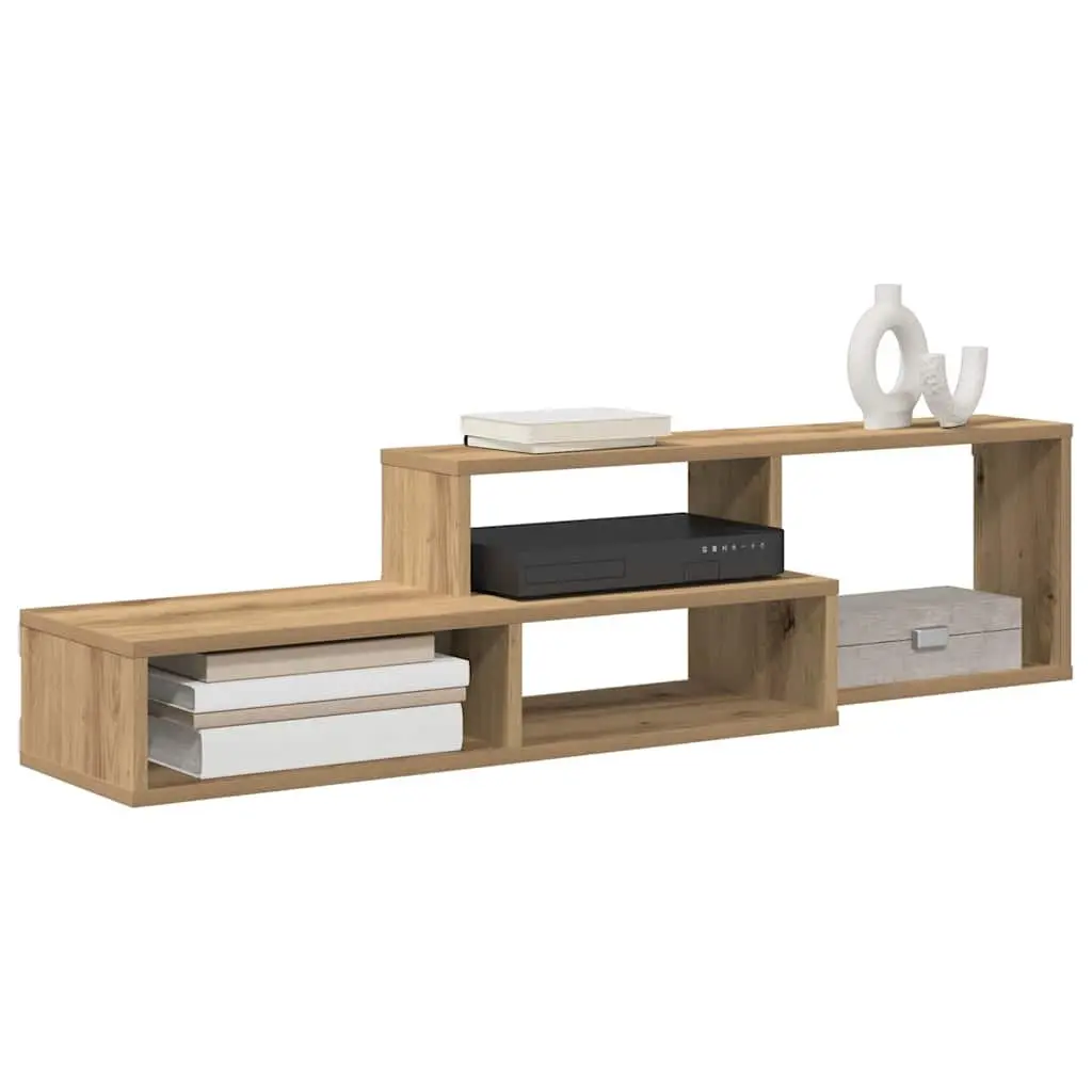 Wall Mounted TV Stand 120x25x28.5cm Brown Engineered Wood Shelves Storage Unit