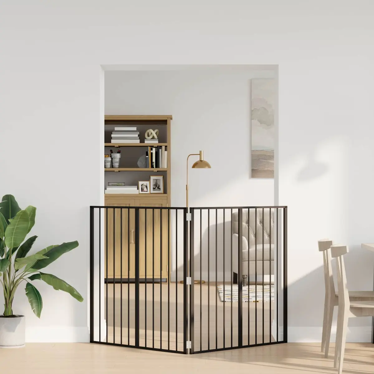 Dog Gate Metal Foldable 2 Panels 100x100cm Black
