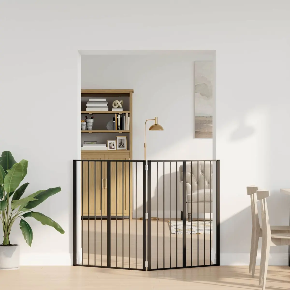 Dog Gate 2 pcs Black 80 x 100 cm Foldable Pet Enclosure Playpen Indoor Barrier
