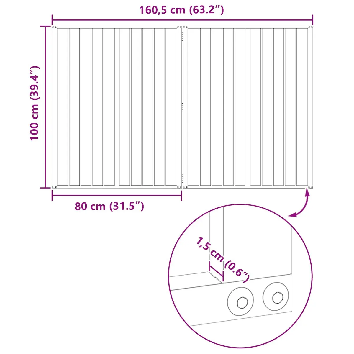 Dog Gate 2 pcs Black 80 x 100 cm Foldable Pet Enclosure Playpen Indoor Barrier