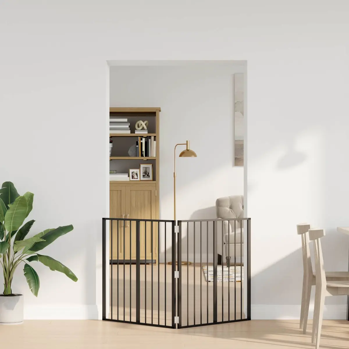Indoor Dog Gate 2 pcs Black Foldable Pet Safety