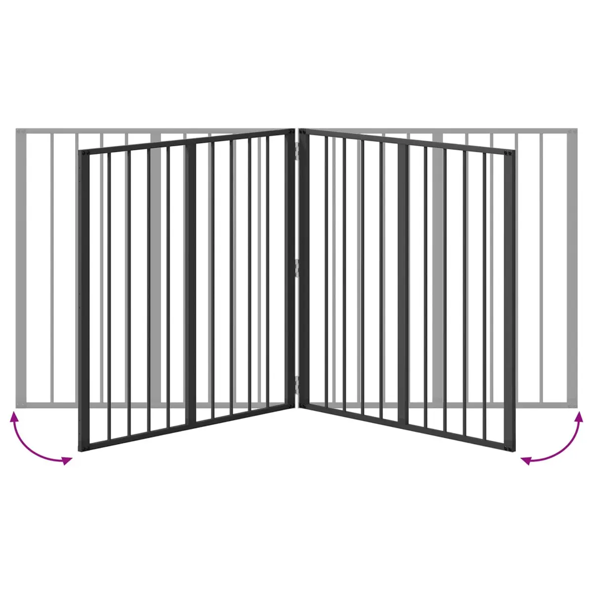 Dog Gate 4 pcs Black 80 x 80 cm Galvanised Steel Pet Fence Panel Puppy Playpen