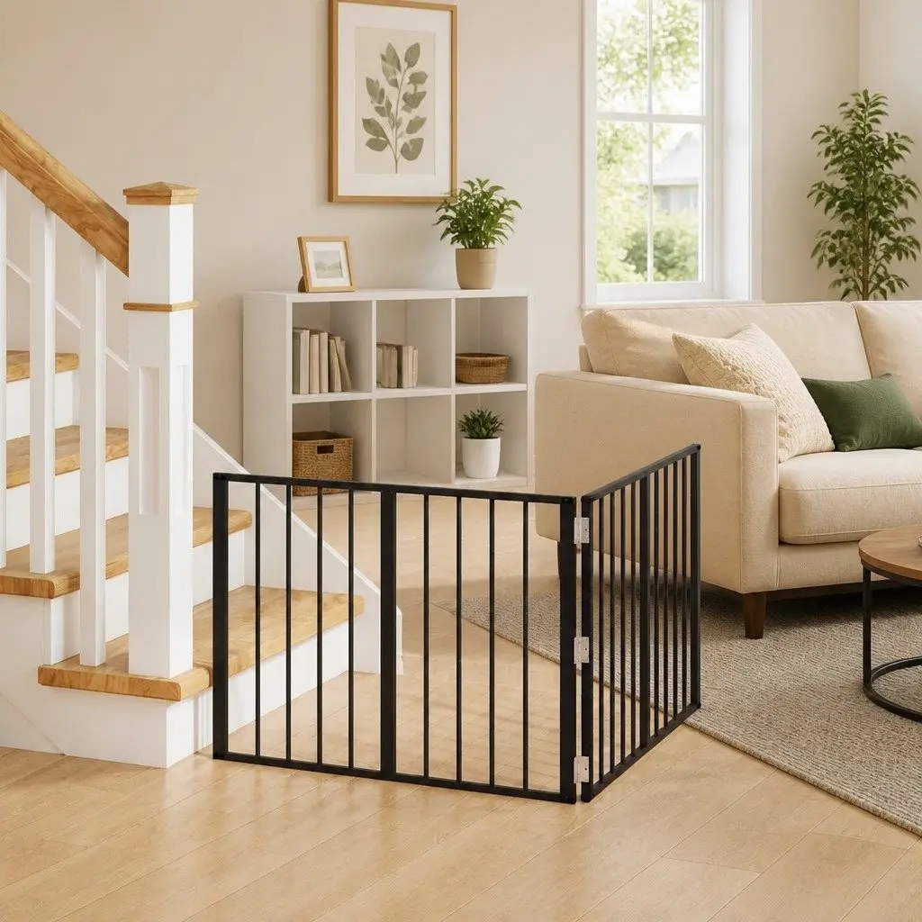 Dog Gate 2 pcs Black 80 x 60 cm Foldable Pet Enclosure Indoor Play Pen