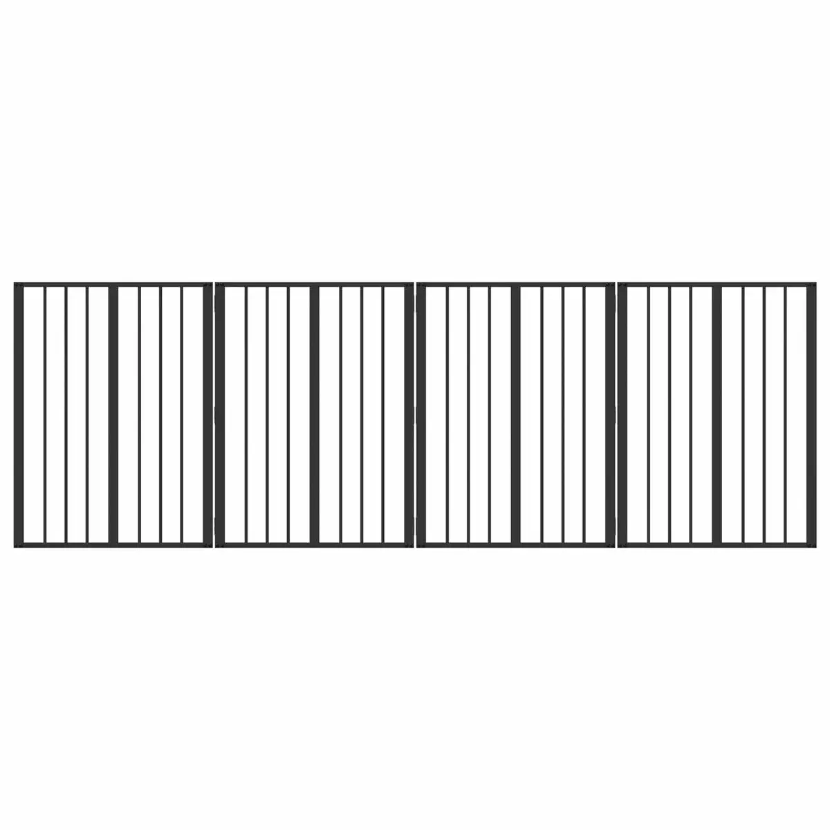 Pet Fence Black Galvanised Steel 4 Piece 60 x 80 cm Indoor Dog Gate Puppy Playpen Barrier