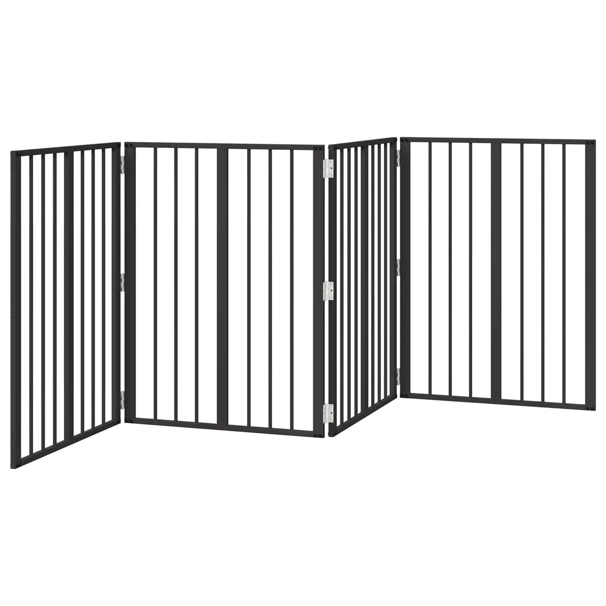 Pet Fence Black Galvanised Steel 4 Piece 60 x 80 cm Indoor Dog Gate Puppy Playpen Barrier
