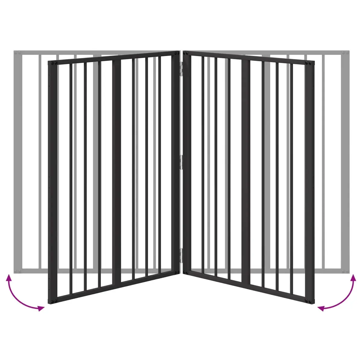 Pet Fence Black Galvanised Steel 4 Piece 60 x 80 cm Indoor Dog Gate Puppy Playpen Barrier