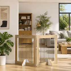 Versatile Indoor Dog Gate: 200.5 cm Foldable Brown Fence