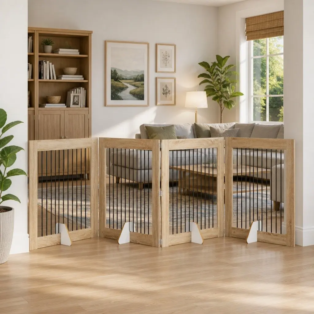 Foldable Pet Barrier Fence Indoor Dog Gate Sonoma Oak 401 cm Sturdy 4 Pieces