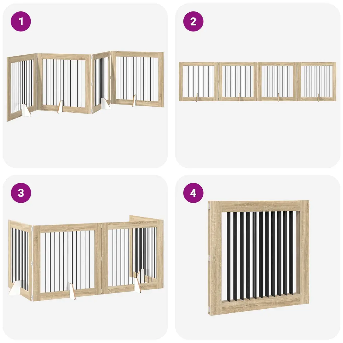 Foldable Pet Barrier Fence Indoor Dog Gate Sonoma Oak 401 cm Sturdy 4 Pieces