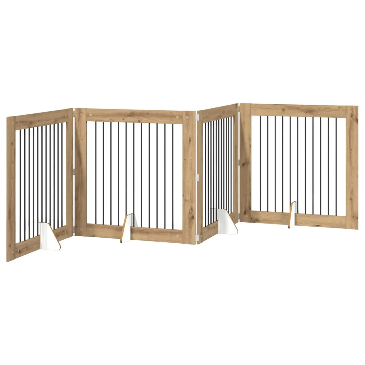 Foldable Dog Gate Indoor Pet Barrier Room Divider Engineered Wood Galvanized Steel 401 cm Brown 4 pcs