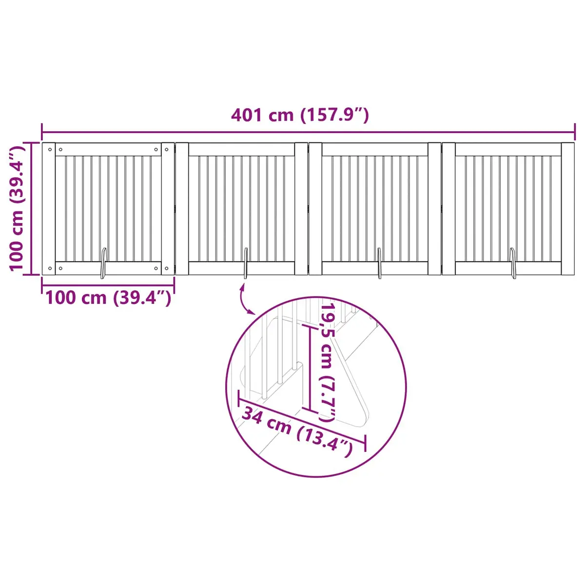 Foldable Dog Gate Indoor Pet Barrier Room Divider Engineered Wood Galvanized Steel 401 cm Brown 4 pcs