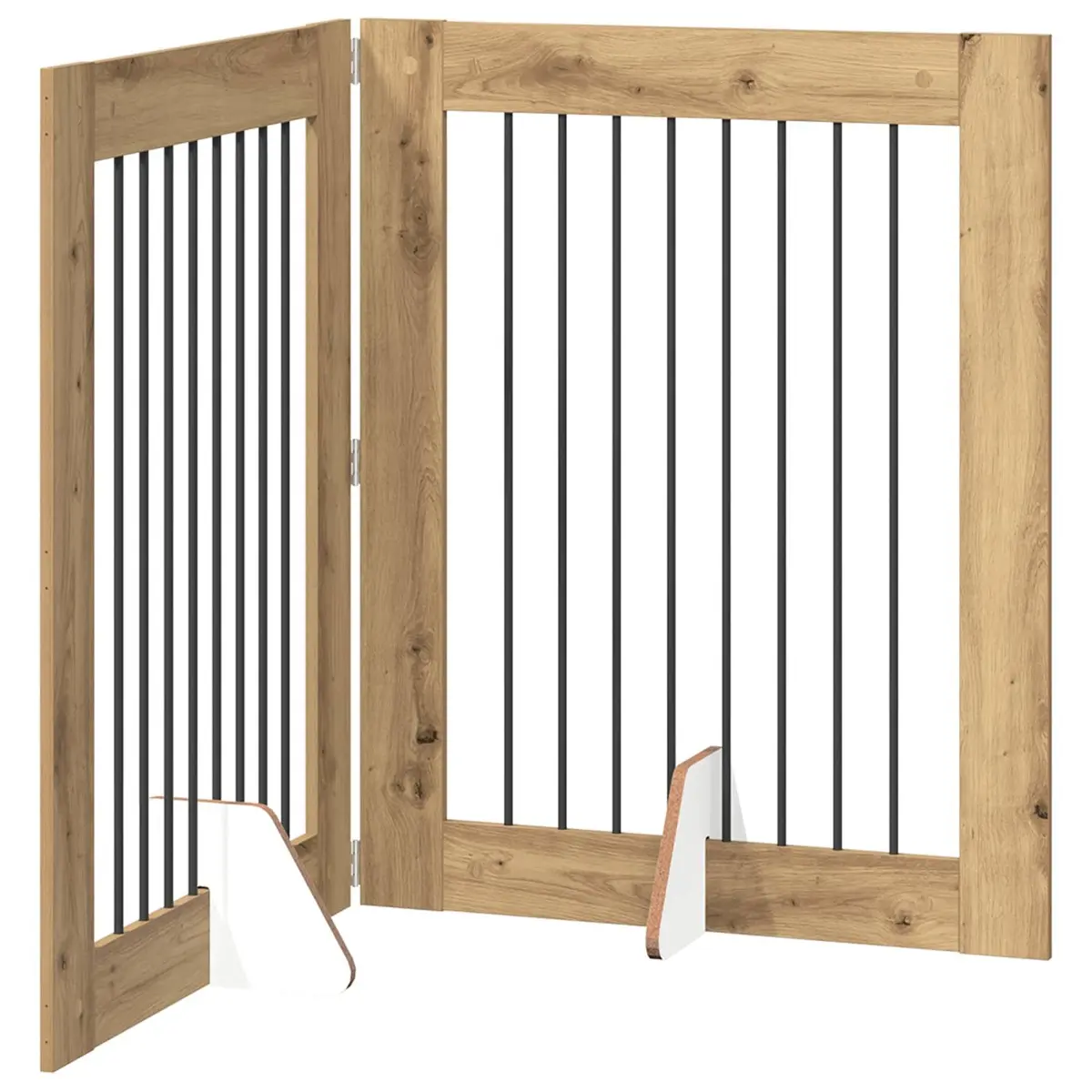 Foldable Dog Gate Galvanised Steel 160.5 cm Brown 2 Piece