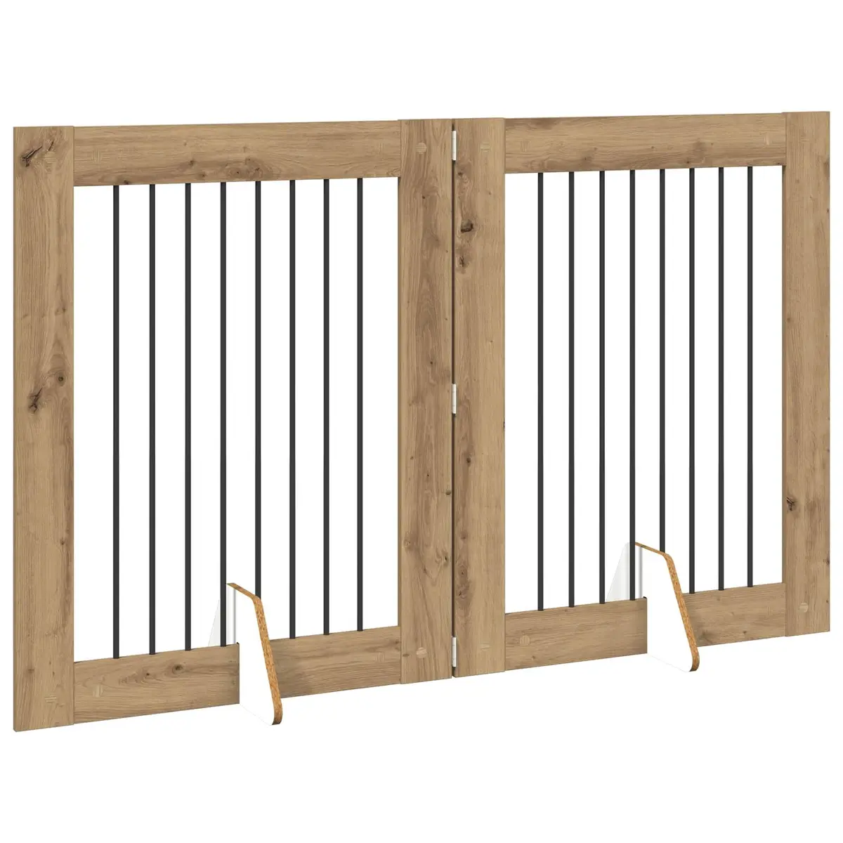 Foldable Dog Gate Galvanised Steel 160.5 cm Brown 2 Piece