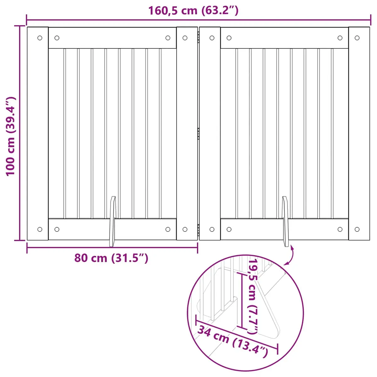 Foldable Dog Gate Galvanised Steel 160.5 cm Brown 2 Piece