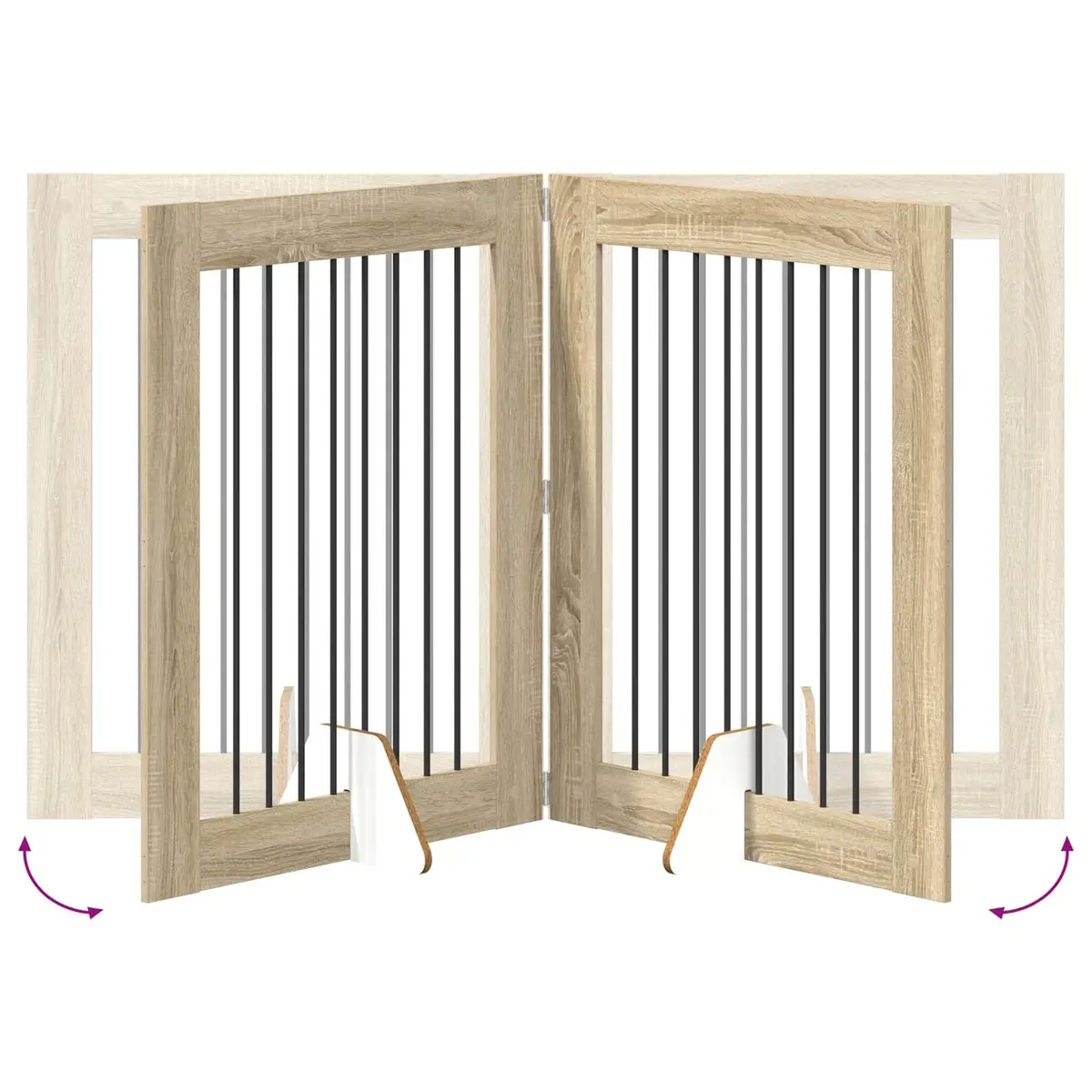 Foldable Dog Gate with Stands 4 pcs Brown Sonoma Oak Pet Fence Indoor