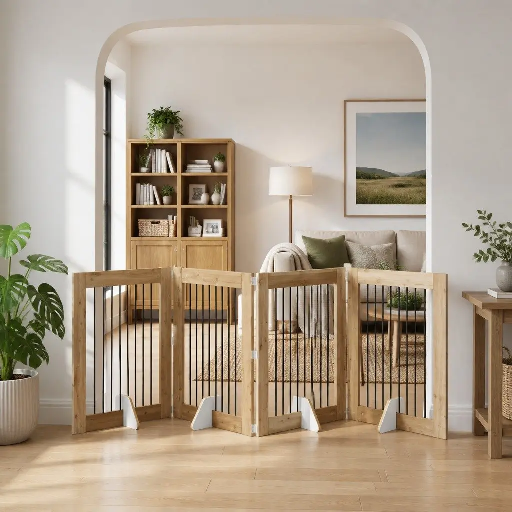 Foldable Dog Gate for Home Use, 4 Panels