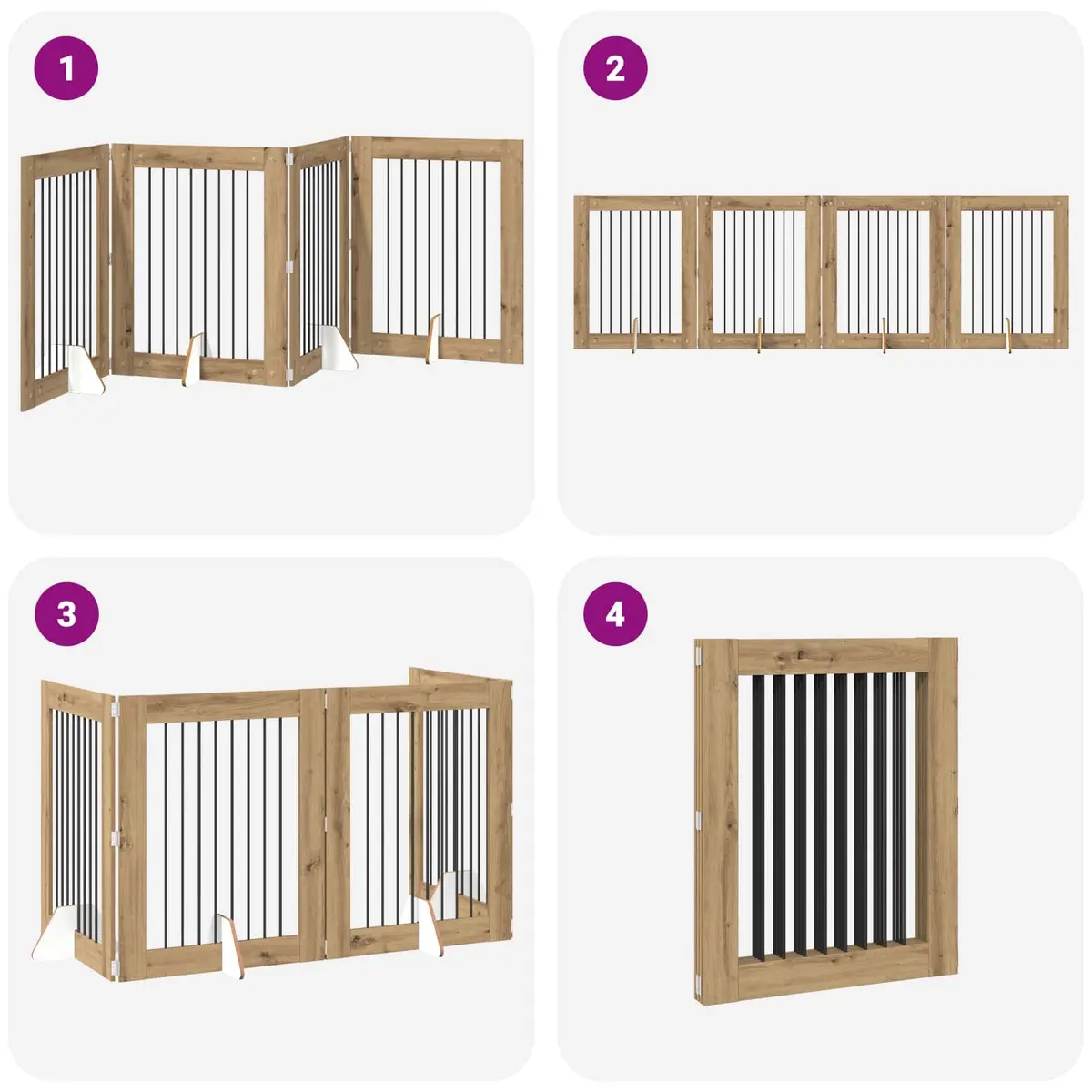 Foldable Dog Gate for Home Use, 4 Panels