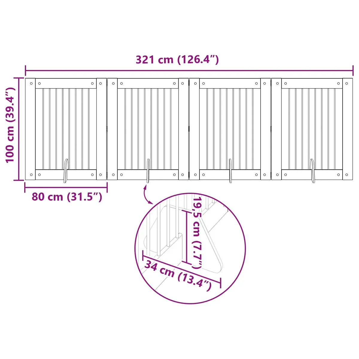 Foldable Dog Gate for Home Use, 4 Panels