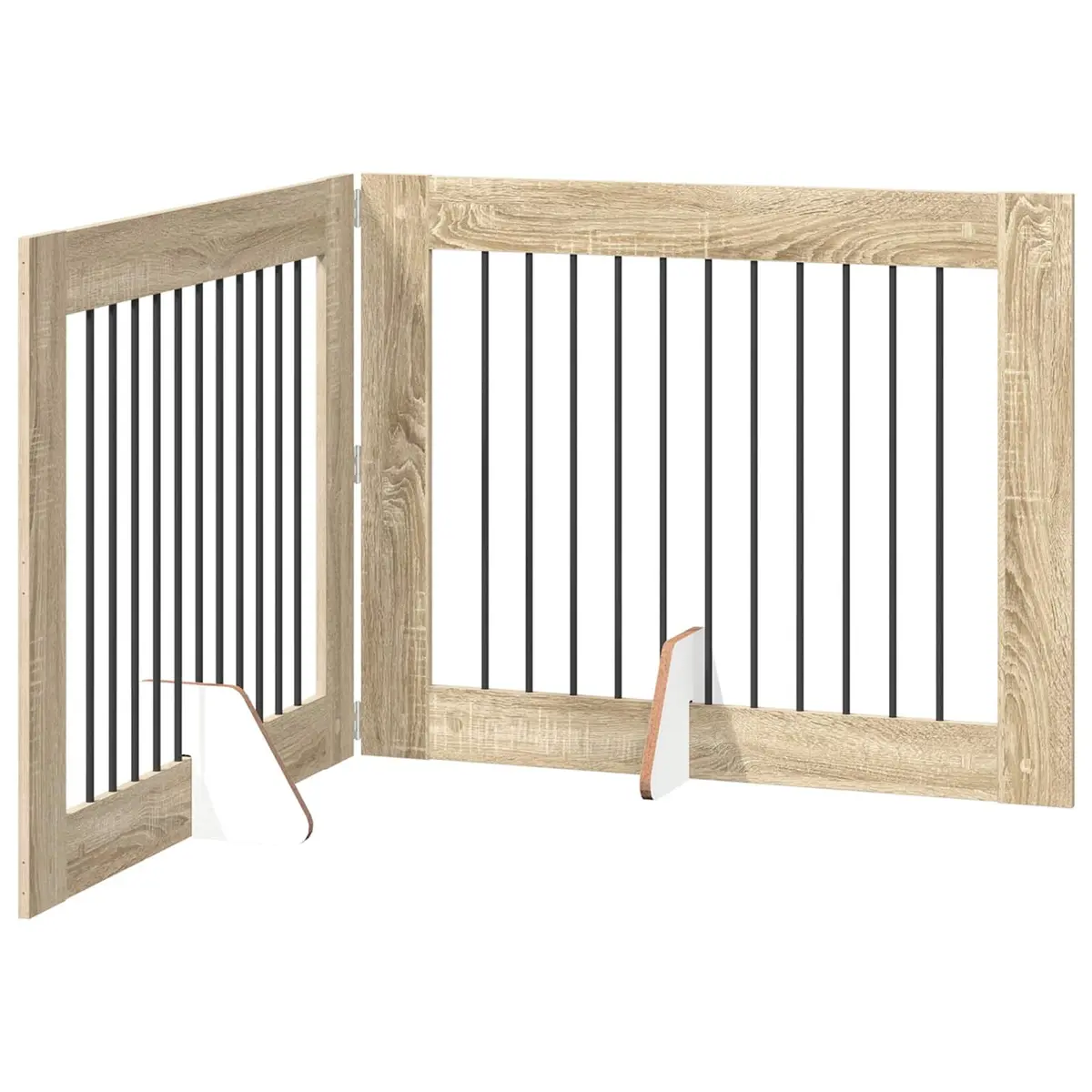 Foldable Dog Gate with Stands 2 pcs Indoor Pet Barrier Sonoma Oak 200.5 cm