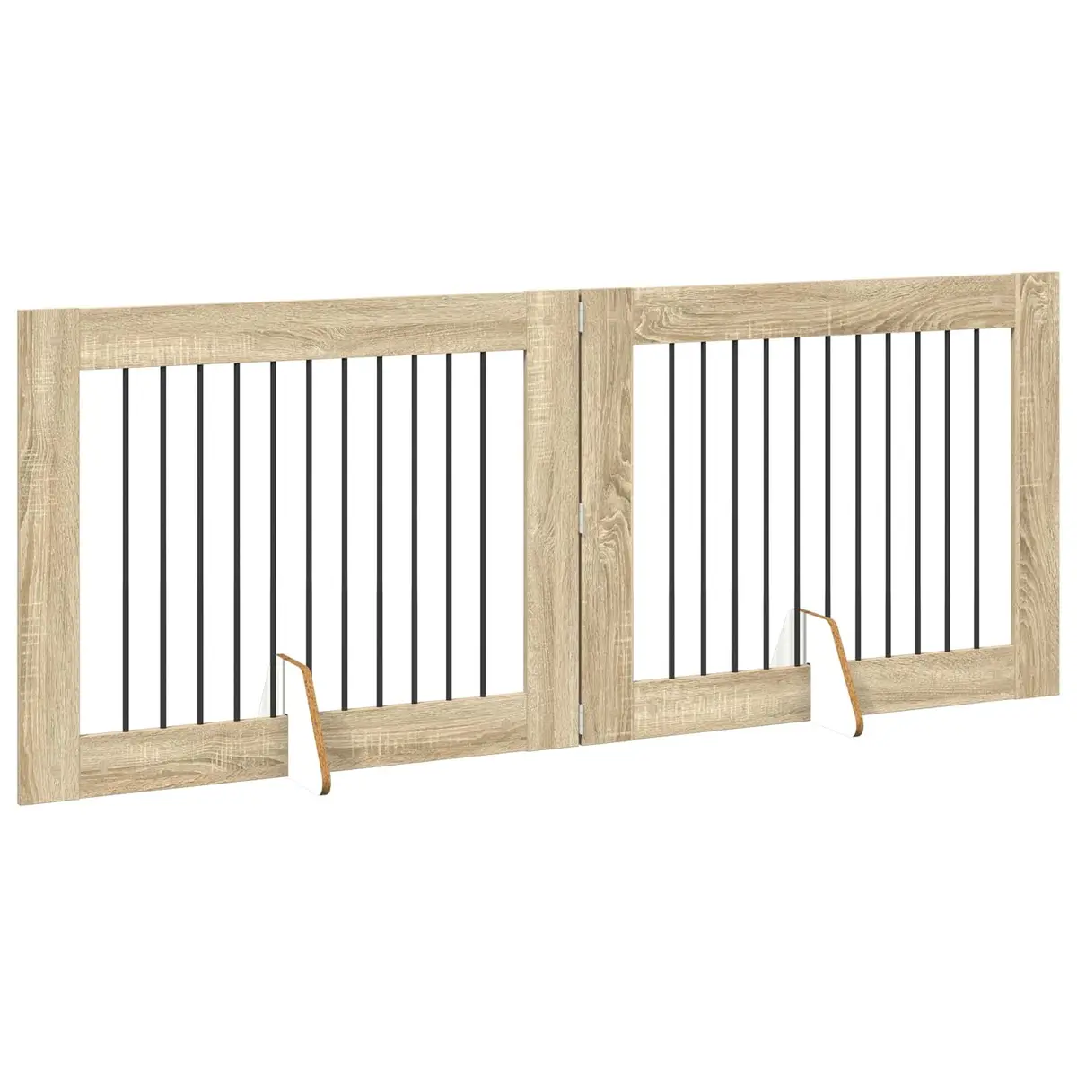 Foldable Dog Gate with Stands 2 pcs Indoor Pet Barrier Sonoma Oak 200.5 cm