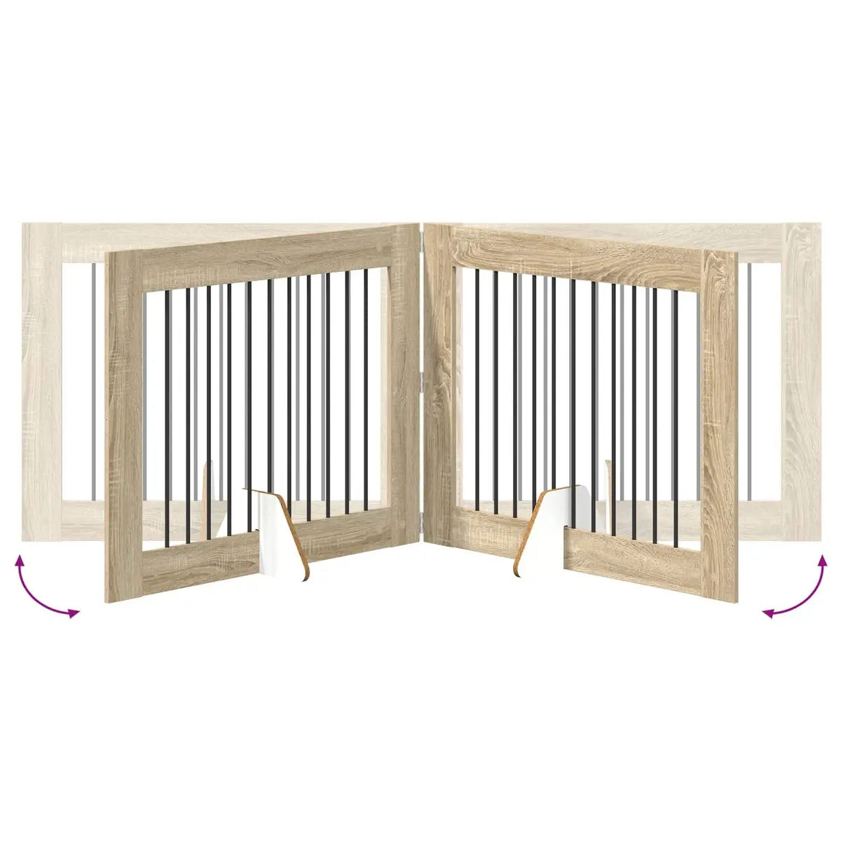 Foldable Dog Gate with Stands 2 pcs Indoor Pet Barrier Sonoma Oak 200.5 cm
