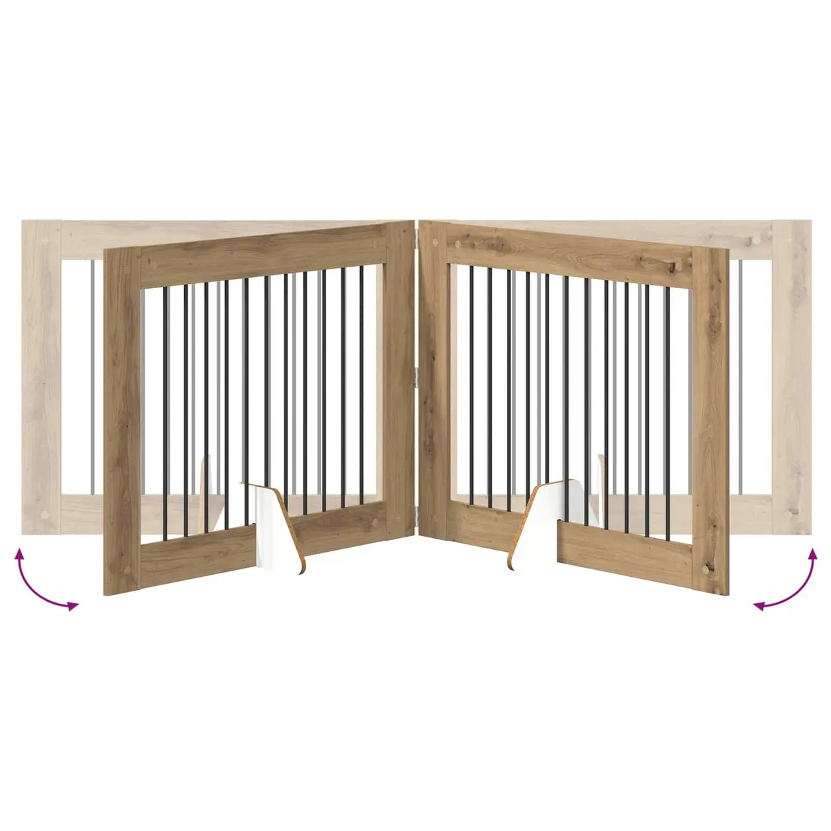 Foldable Dog Gate with Stands 4 pcs Freestanding Pet Barrier 401 cm Oak Colour
