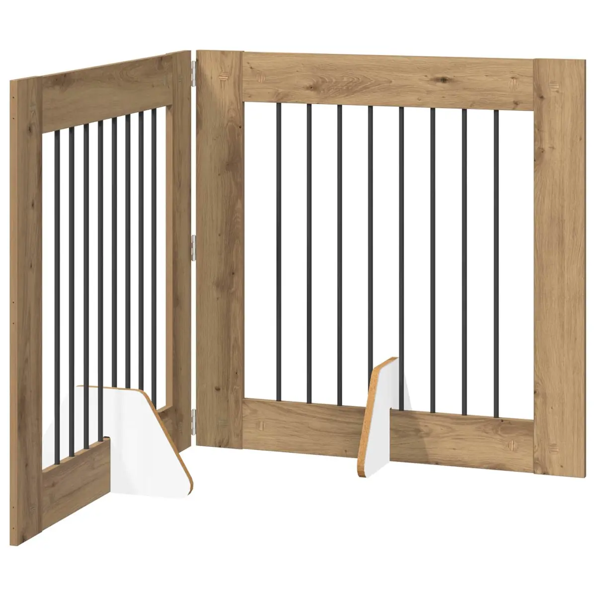 Foldable Dog Gate with Stands 2 pcs Brown 160.5 cm Pet Fence Indoor Portable