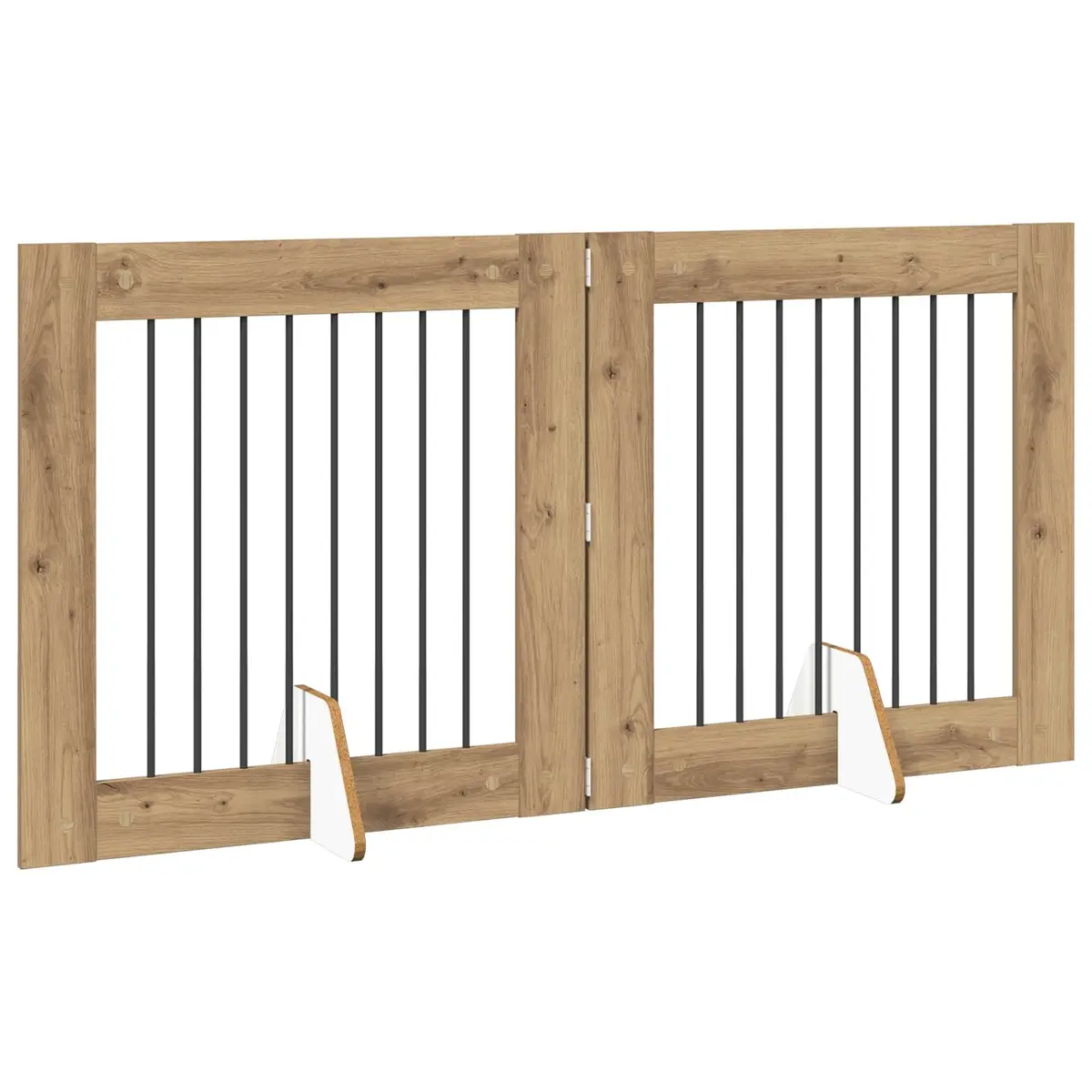 Foldable Dog Gate with Stands 2 pcs Brown 160.5 cm Pet Fence Indoor Portable