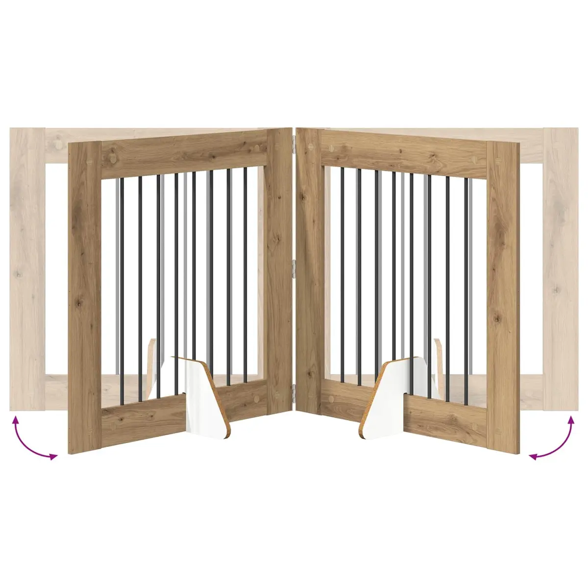 Foldable Dog Gate with Stands 2 pcs Brown 160.5 cm Pet Fence Indoor Portable